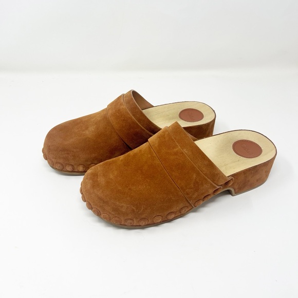 CHLOÉ Joy Suede Clogs in Saffron Sz 40 - Picture 4 of 7